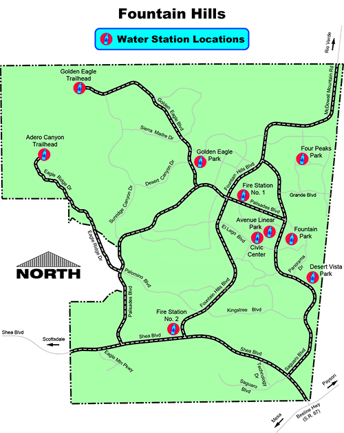 Map of water resources within the town of Fountain Hills