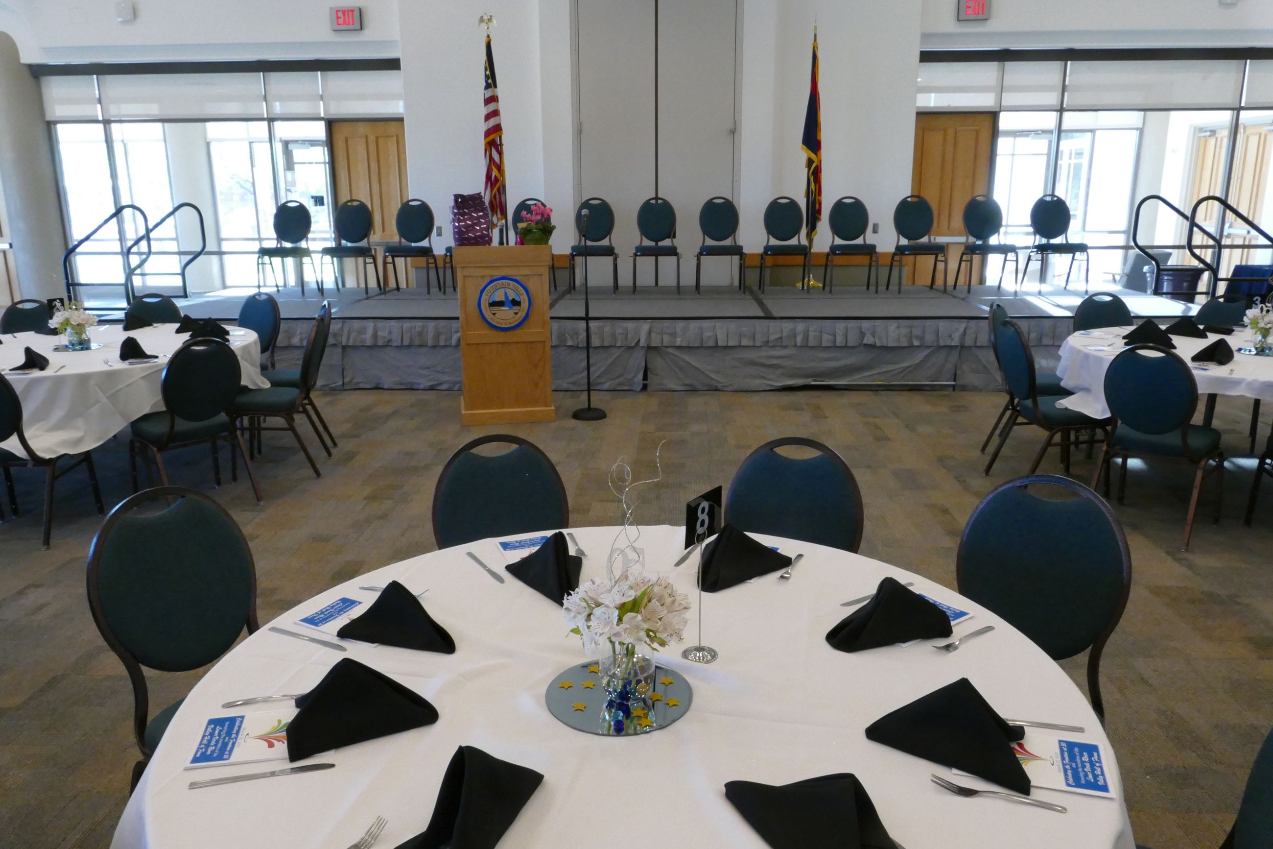 table set up of conference room dining set up at conference center-10