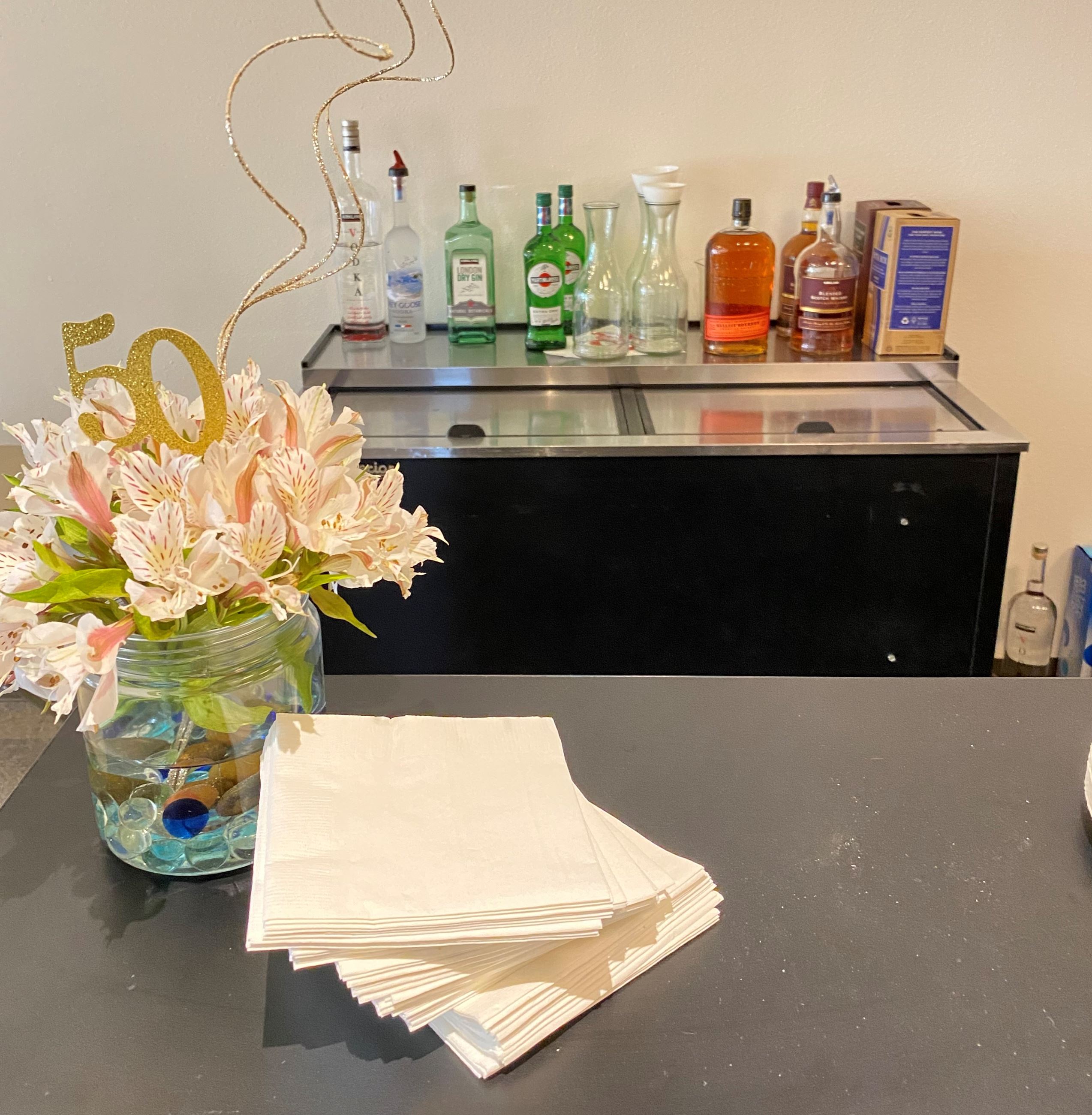 bar area of conference room dining set up at conference center