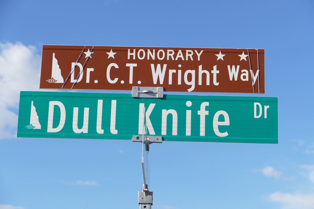 Honorary Street sign recognizing local resident