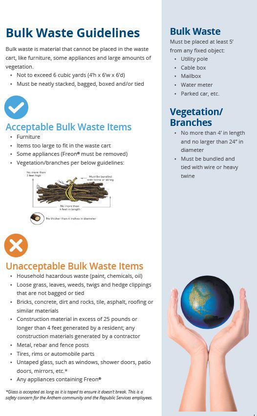 Acceptable items for Bulk trash