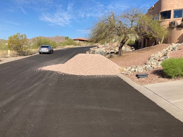 Pile of rocks placed in the roadway